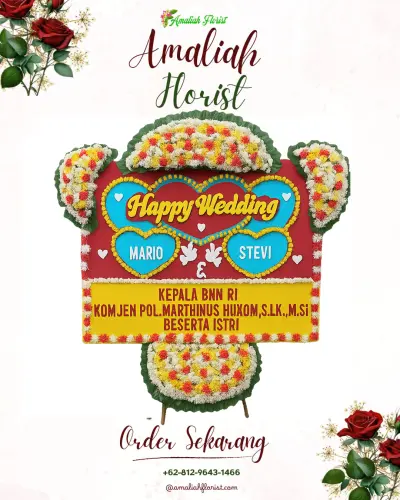 Karangan Papan Bunga Pernikahan di Cijaya